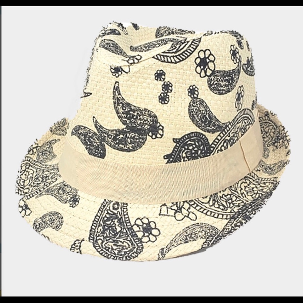 Cecily Summer Straw Fedora -Paisley Cream